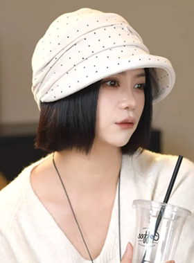 复古波点灯芯绒渔夫帽显脸小女款