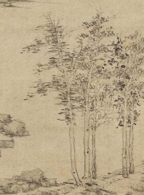清原大元u代倪瓒晚年72岁作江亭山色图国画山水画艺术微喷装饰画
