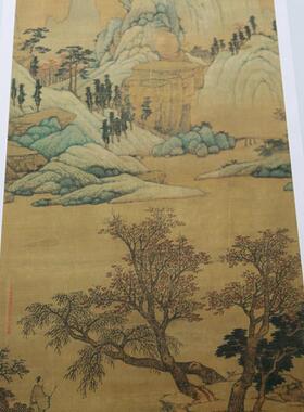 沈周青山红n树图古代名家山水画立轴挂画风景画高清复制临摹手稿