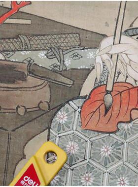 唐寅红叶题诗仕女图工笔人物画立轴挂画高清复A制临摹手稿装饰画