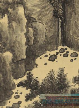 龚贤 群峰石潭图  仿古i山水写意国画立轴竖幅装饰画高清微喷画