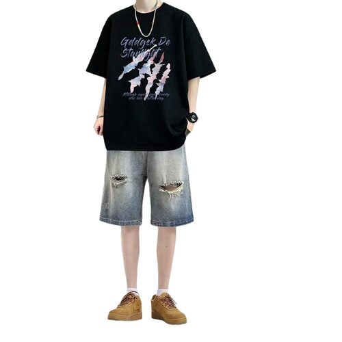 libetter夏季短袖短裤套装男生酷帅穿搭青少年潮流纯棉T恤男装 - 图3