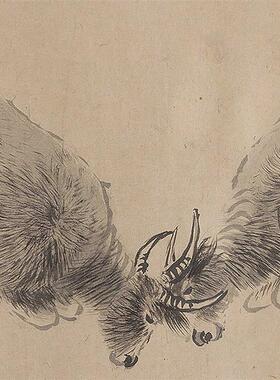 :1明张宏 画牛图函关紫气图卷国画R古代名画高清微喷复制临摹范本