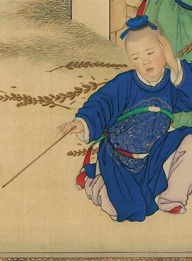 人画弘历岁朝行乐图X高清晰度彷古国画绢布无框装裱艺术微喷复制