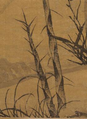 品1:1元顾安 幽篁秀石T图竹子画卷仿古字画高清微喷复制临摹范本