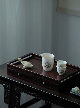 康御红印度小叶紫檀文房清供承盘