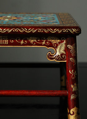 小叶紫檀云纹如意景泰蓝描金茶几