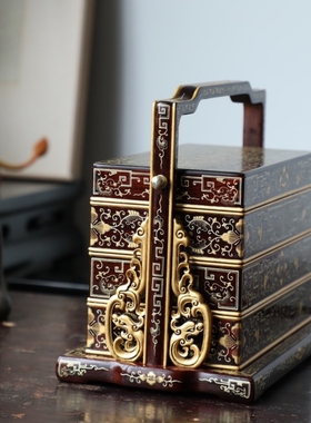 描金客厅提盒印度小叶紫檀新中式