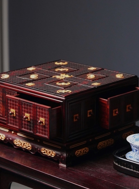 印度小叶紫檀嵌黄杨木多宝格中式