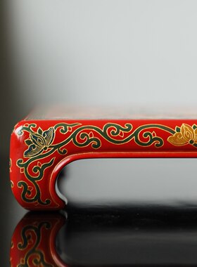 小叶紫檀花开富贵髹漆干泡台座