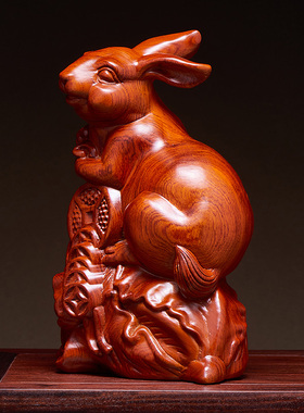 康御红花梨木中式办公室兔子