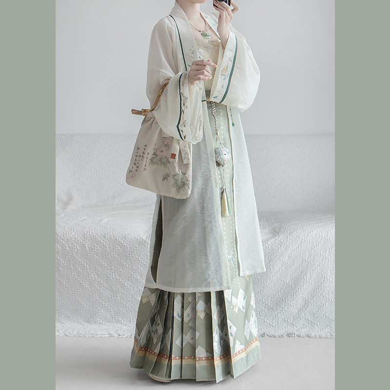 云藏月绣青栀白茶原创明制马面裙子日常通勤改良汉服女款套装春夏,淘宝优惠券,粉丝福利购,淘宝优惠卷