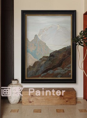 背有靠山客厅装饰画纯手绘油画高级感玄关意式极简沙发挂画中古画