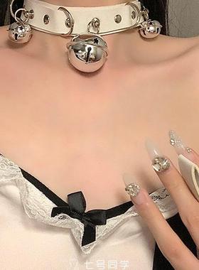七号同学超大铃铛项圈女颈带炼子黑色脖环choker锁骨炼颈环脖圈