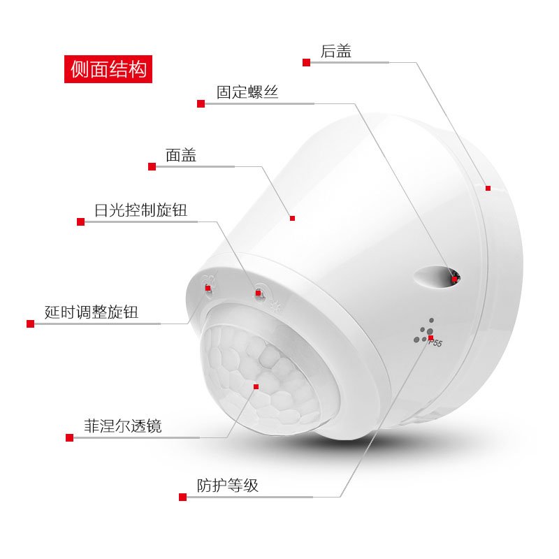 罗格朗莹悦顶装墙壁装式红外线智能家用人体感应开关接近延时可调-图1