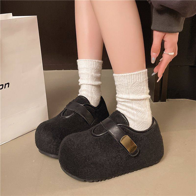 绒面气质淑女风格款平底鞋毛毛鞋秋冬季休闲女单鞋时尚学院风棉鞋,淘宝优惠券,粉丝福利购,淘宝优惠卷