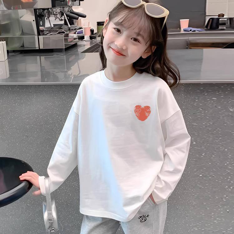 女童装白色纯棉打底衫春秋季宽松洋气长袖中大童T恤内搭百搭上衣,淘宝优惠券,粉丝福利购,淘宝优惠卷