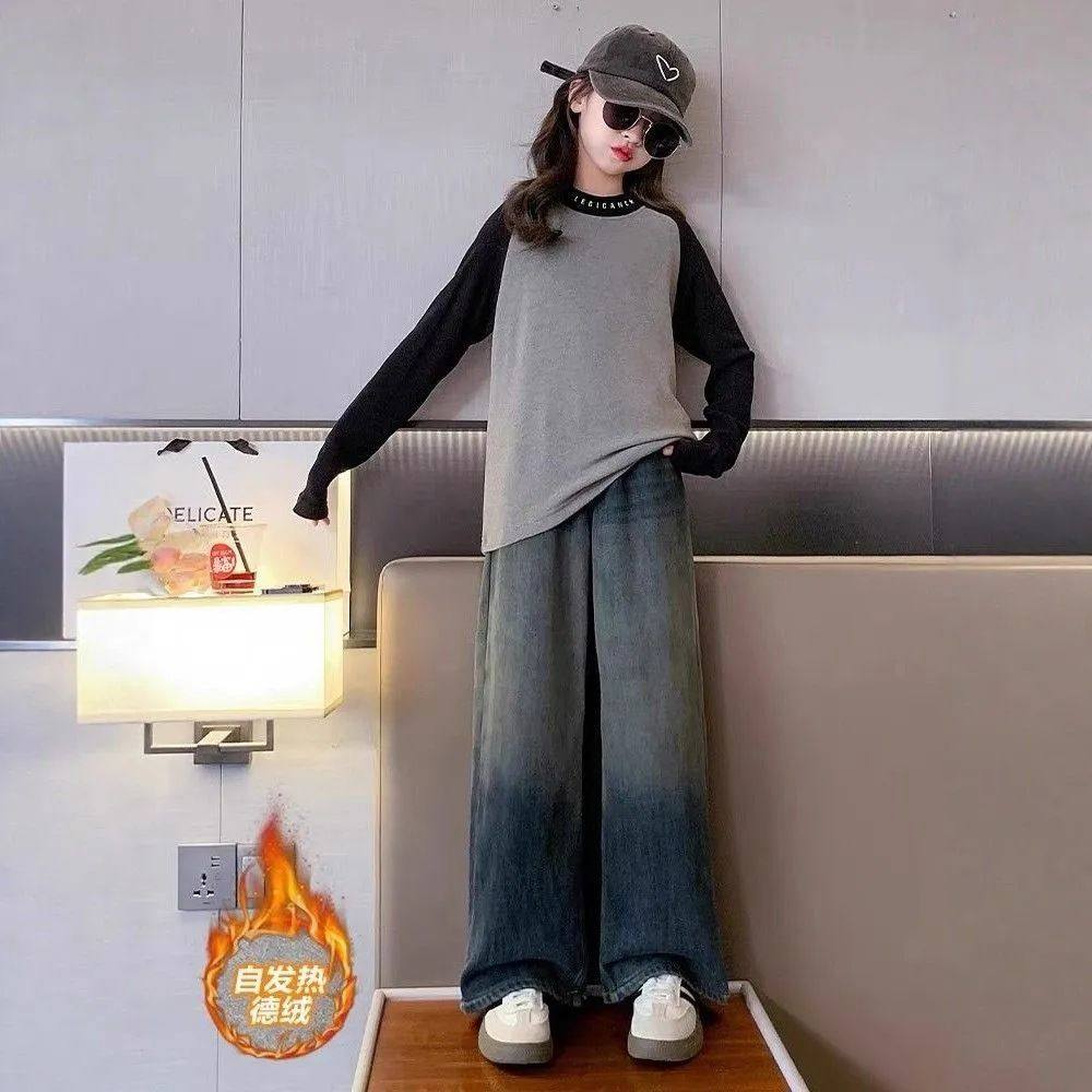 女童长袖T恤秋装新款中大童时尚简约内搭上衣春秋撞色德绒打底衫,淘宝优惠券,粉丝福利购,淘宝优惠卷