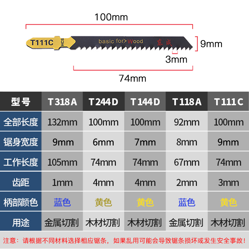 东成曲线锯条木工粗齿木材塑料锯条金属铝材加长细齿锯条片积疏片 - 图1