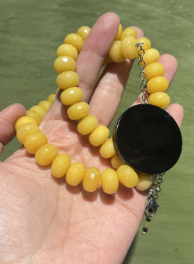 不退不换  撞色石英项链  意大利