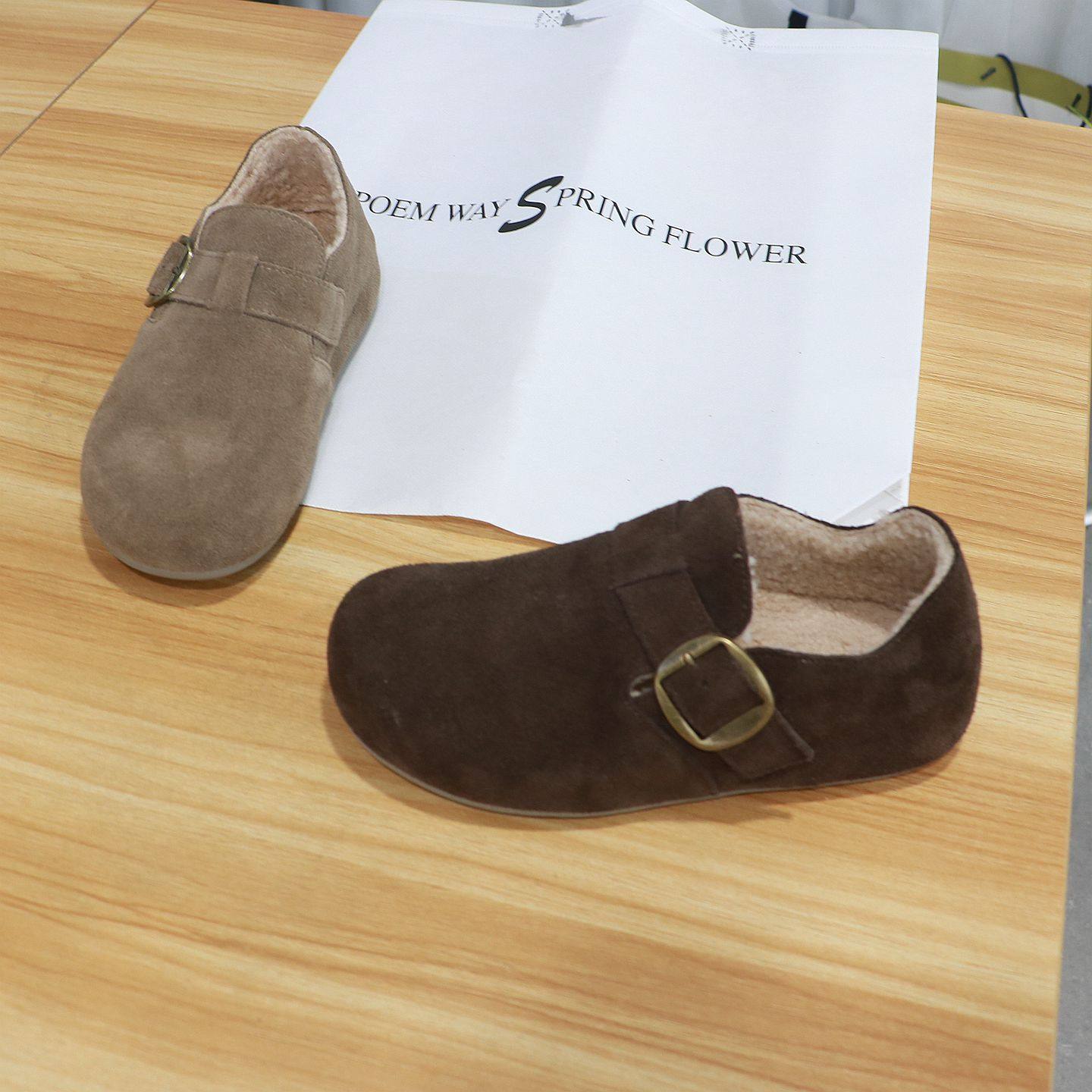 诗路花语女鞋2025冬季真皮勃肯鞋加绒保暖棉鞋软底乐福鞋551-1307,淘宝优惠券,粉丝福利购,淘宝优惠卷