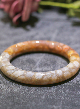 俪石天然原色精品印尼珊瑚玉果冻玉化菊花大花一物一图凤尾圆条