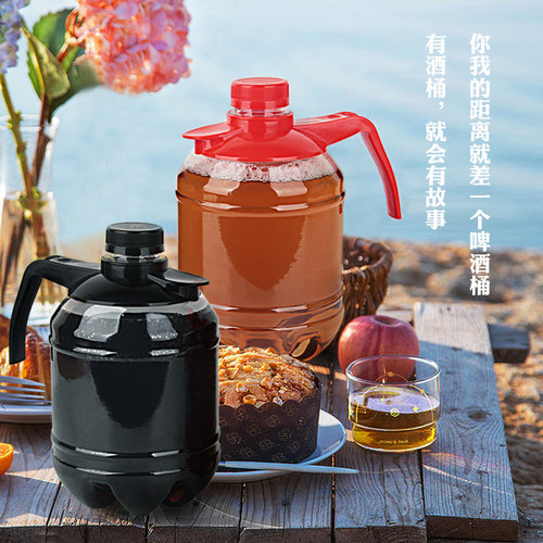 1.5升塑料啤酒桶扎啤酒壶L3斤装PET鲜啤酒瓶透明外卖带盖子食品级 - 图1