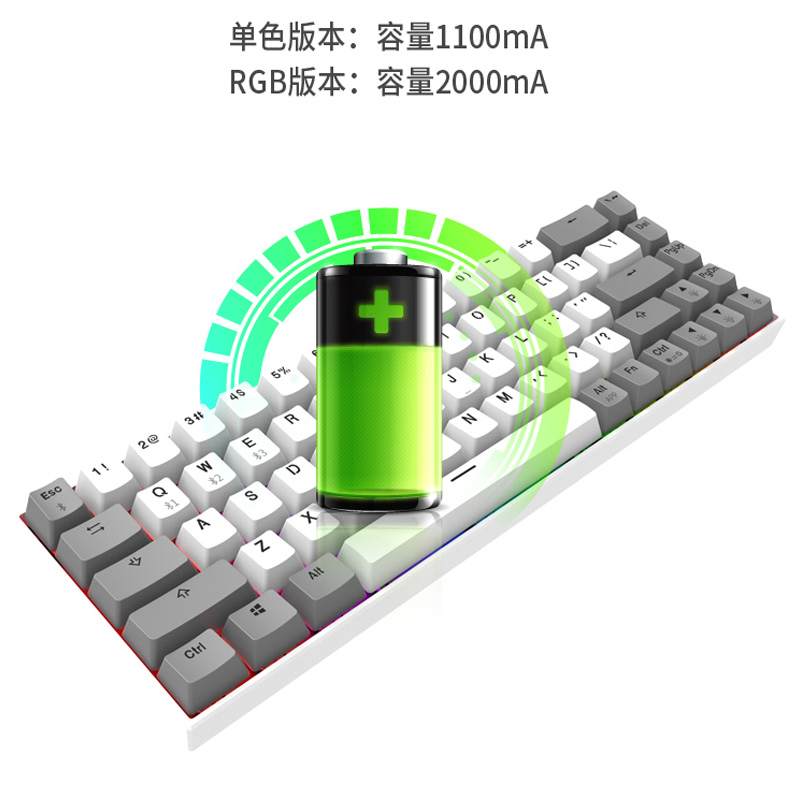 腹灵F12机械键盘 凯华BOX白红轴RGB静音热插拔无线蓝牙68键FL980 - 图2