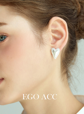 EGOACC复古做旧爱心耳钉夸张