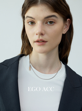 EGOACC小方牌项链情侣锁骨链