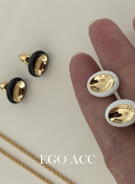 法式优雅白色滴釉休闲项链耳环