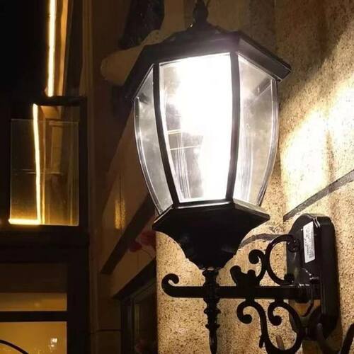 太阳能墙壁灯 户外庭院灯具LED阳台大门超亮花园外墙别墅防水路灯 - 图1