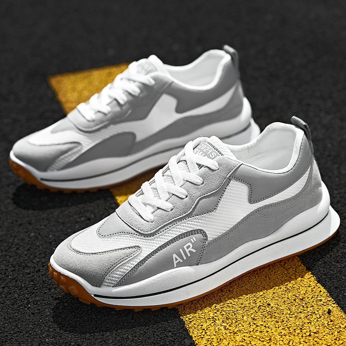 稻草人男鞋春季新款阿甘鞋男复古跑步运动休闲鞋透气潮流老爹潮鞋