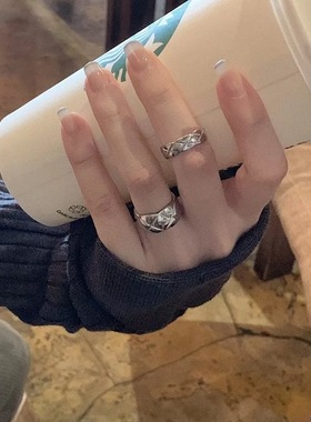 菱形波浪凹凸戒指女潮流简约百搭