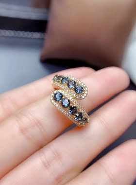 bugiel新款独特伦敦蓝托帕石蓝色戒指女晶体全净火彩爆闪超仙特别