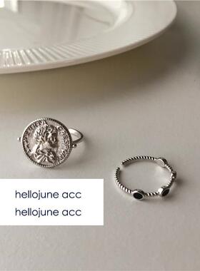 hellojune925银大圆形人像戒指