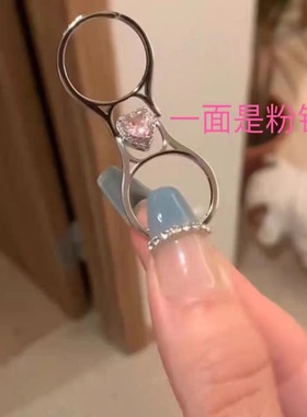 双戒钻易拉罐转动锆石爱心