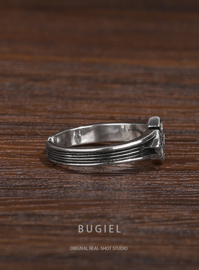 十字架个性原创复古做旧戒指男