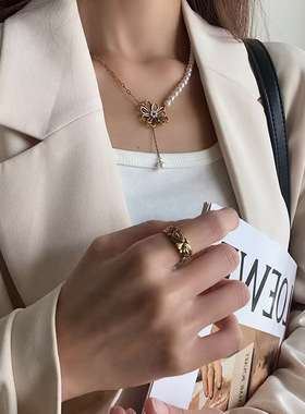 2025泰银潮牌黑金戒指男女百搭古金戒指三星堆B复古原创开口指环