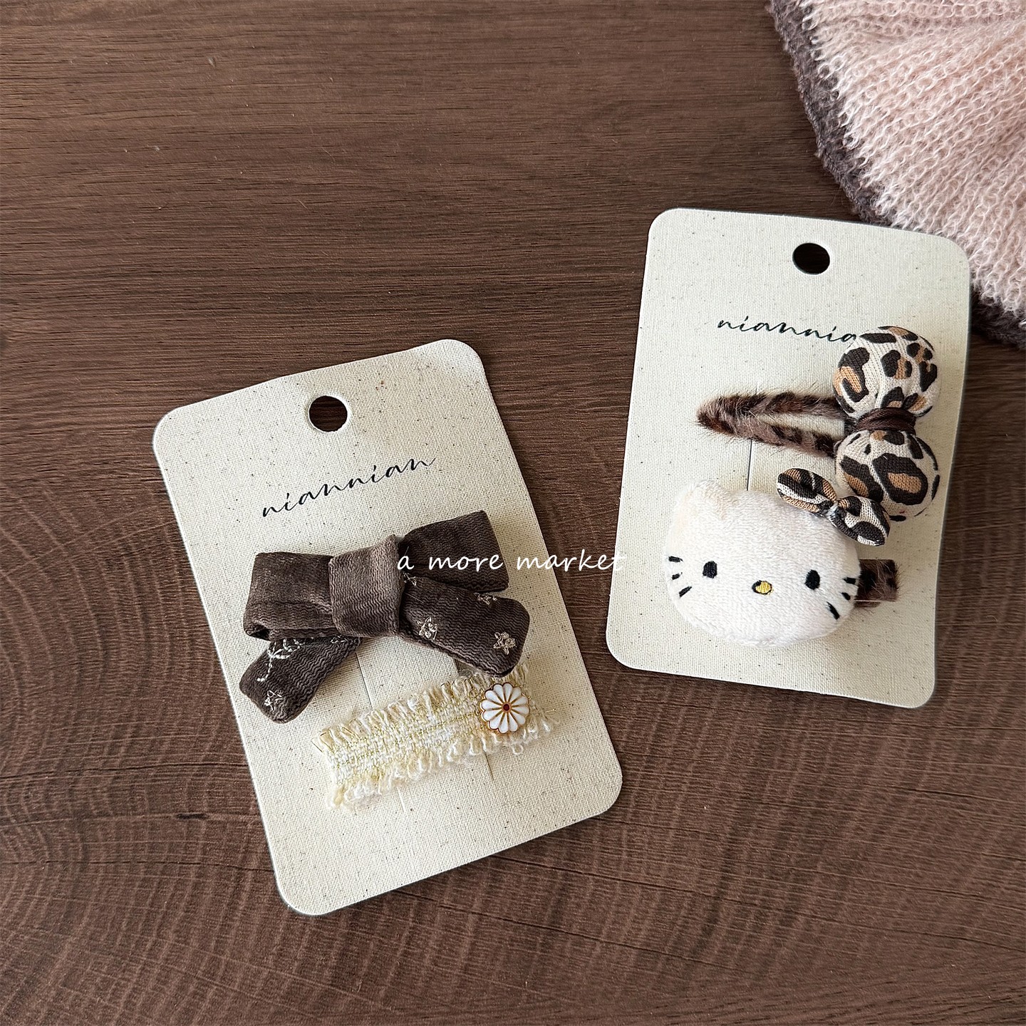 满3卡包邮念念niannian秋冬儿童发夹韩系复古蝴蝶结女宝宝刘海夹 - 图0