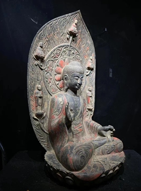 北齐 靠背佛造像 宽53cm厚35cm高88cm