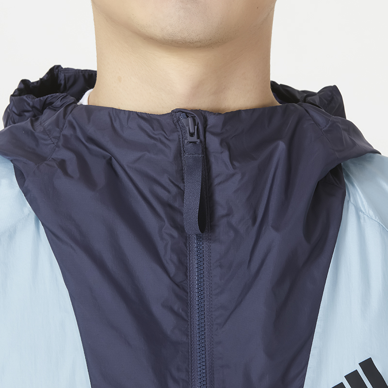 Adidas阿迪达斯男子防风外套正品2024拼色连帽运动宽松夹克H65747 - 图2