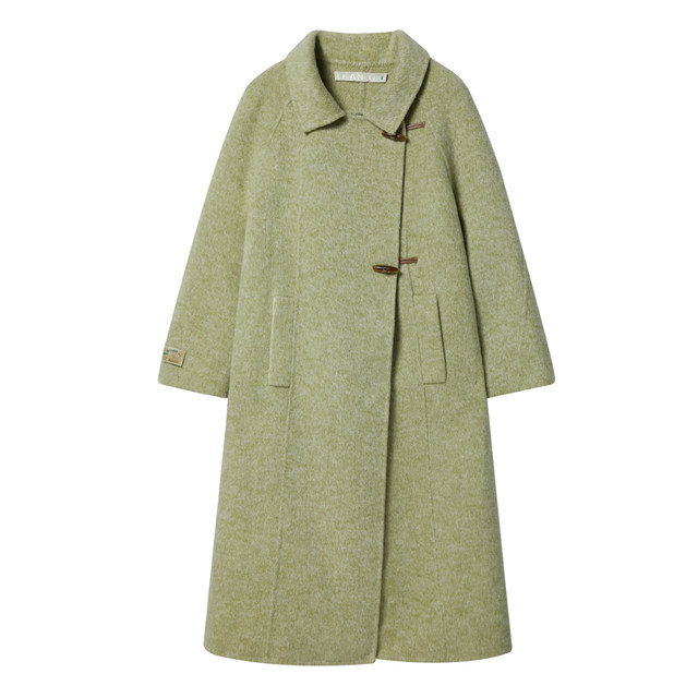 LLANO wool commuting diagonal placket woolen coat
