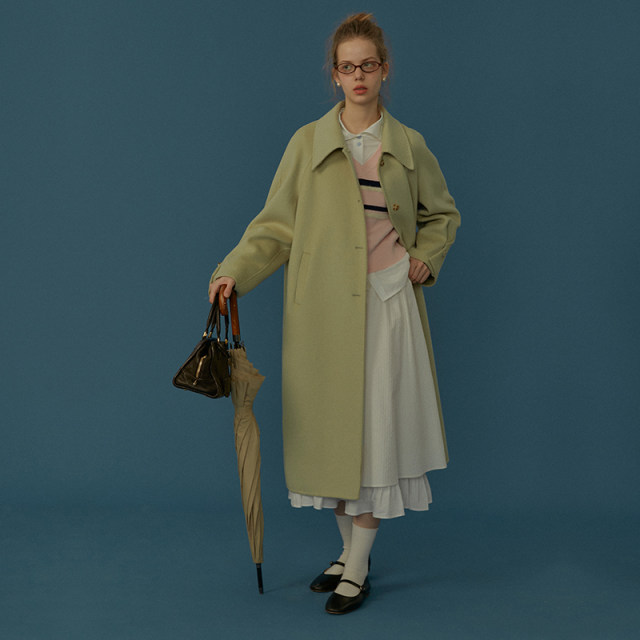 LLANO mid-length retro button pleated sleeves double-sided denim