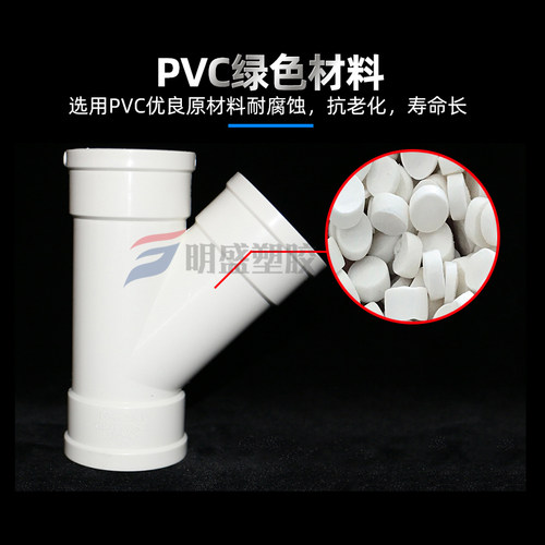 PVC斜三通 排雨水管45度等径异径三通 下配件50 75 110 160 200# - 图1