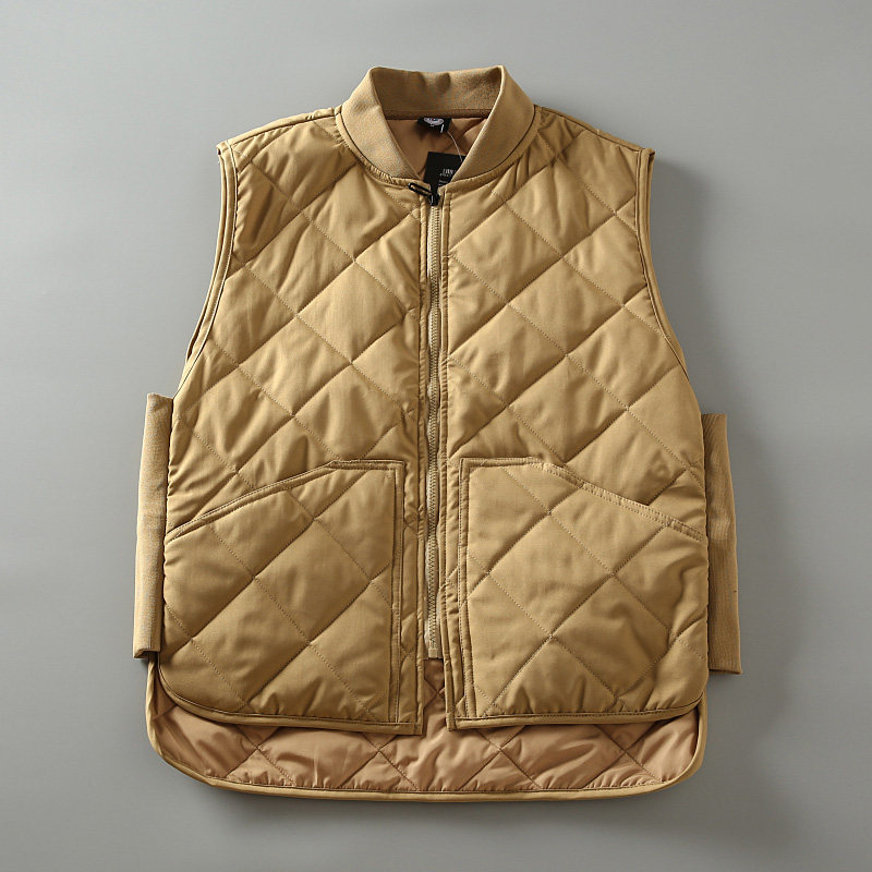 秋冬新款日系街头复古纯色菱格绗棉男士时尚棒球领棉马甲背心外套,淘宝优惠券,粉丝福利购,淘宝优惠卷