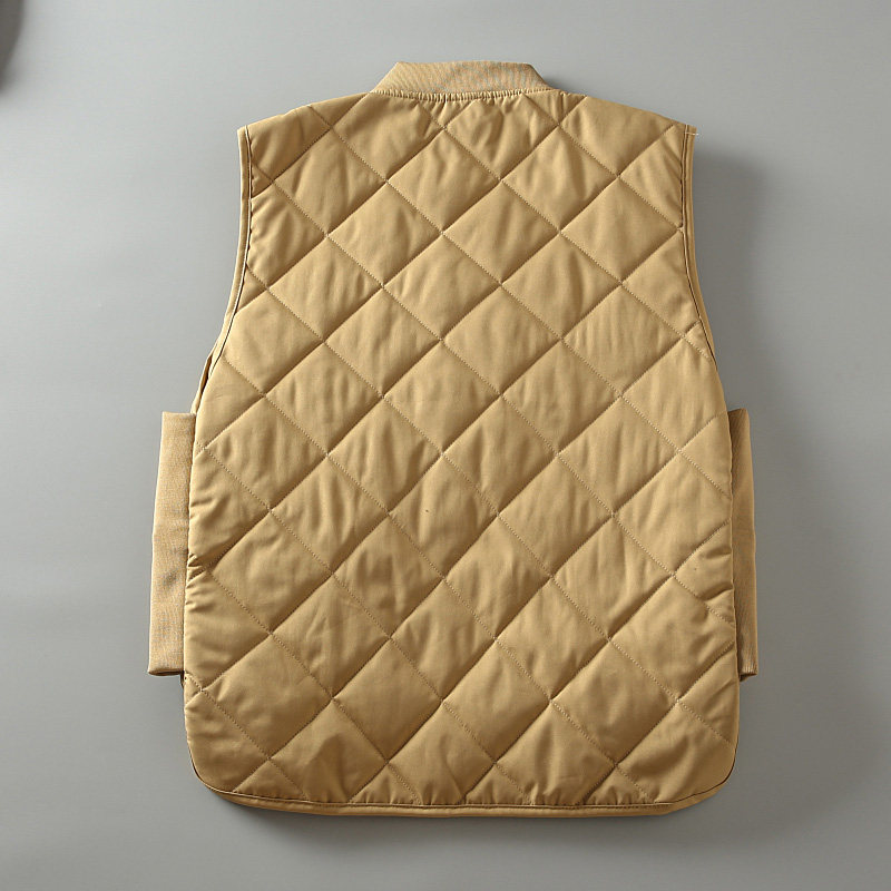 秋冬新款日系街头复古纯色菱格绗棉男士时尚棒球领棉马甲背心外套,淘宝优惠券,粉丝福利购,淘宝优惠卷