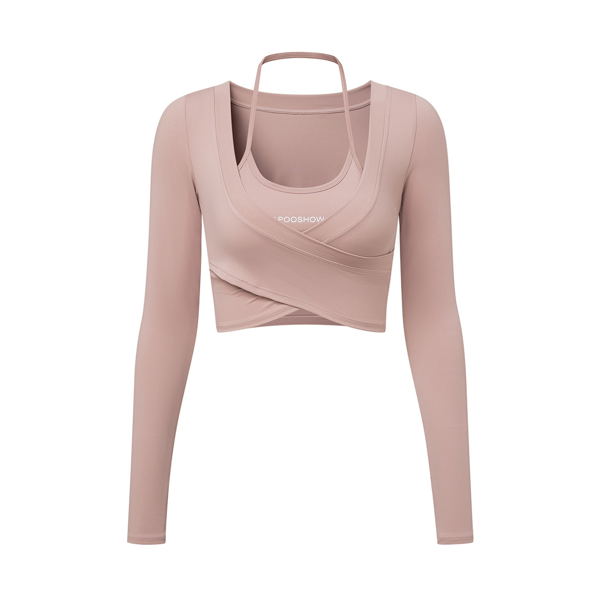 Byu run 带胸垫瑜伽上衣女免穿内衣运动长袖假两件跑步训练健身服,淘宝优惠券,粉丝福利购,淘宝优惠卷