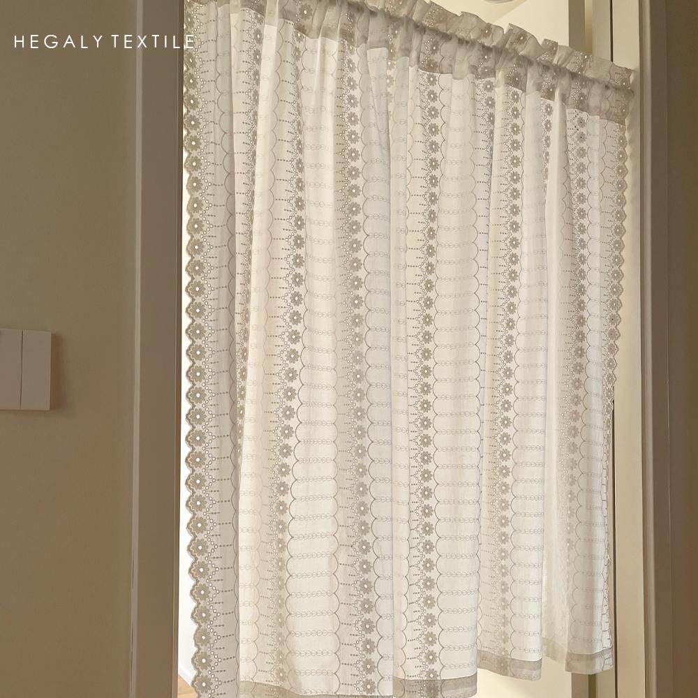 HEGALY 花光月影白色门帘隔断帘分片小窗帘透光刺绣棉布韩式文艺,淘宝优惠券,粉丝福利购,淘宝优惠卷