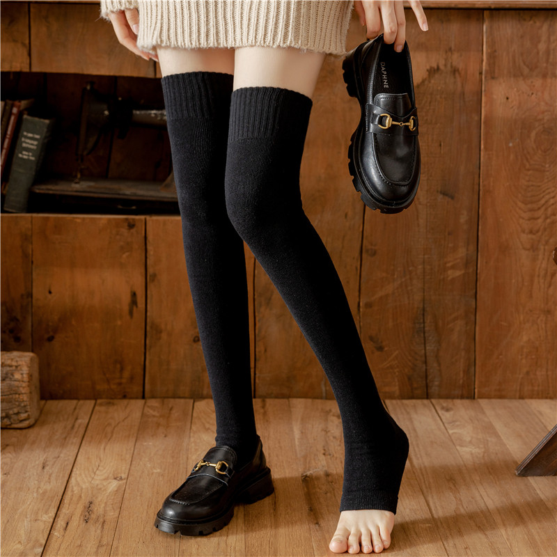 秋冬季加绒毛圈过膝袜子女冬天护膝保暖老寒腿九分长筒袜套JK高筒,淘宝优惠券,粉丝福利购,淘宝优惠卷